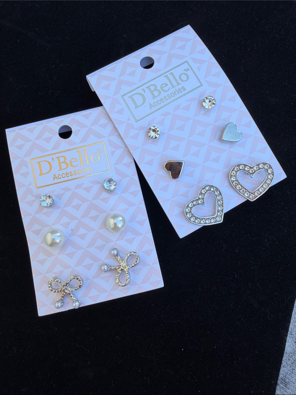 D'Bello Women's 3-Pair Heart & Pearl Earring Set - Pick One